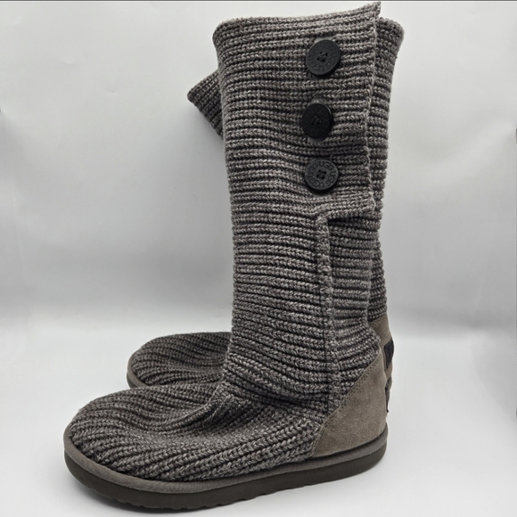 UGG Classic Cardy Knit Sweater Button Fold Over Tall Boots Womens Size 11 - Picture 1 of 16